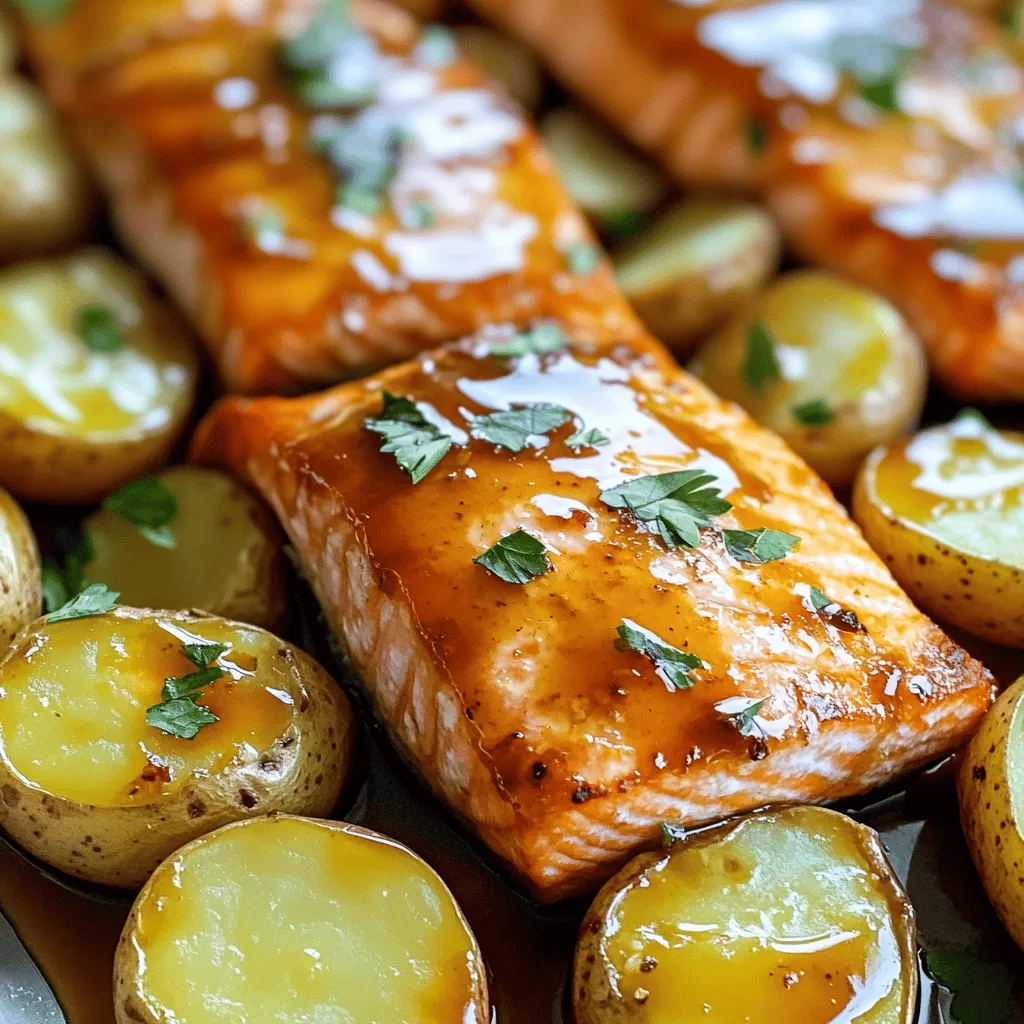 Maple Glazed Salmon and Potatoes Tasty Dinner Idea