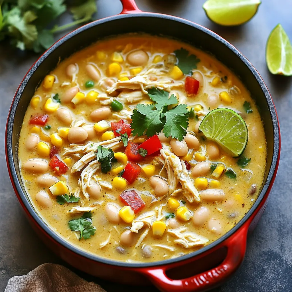One-Pot Creamy Roasted Garlic White Chicken Chili Delight
