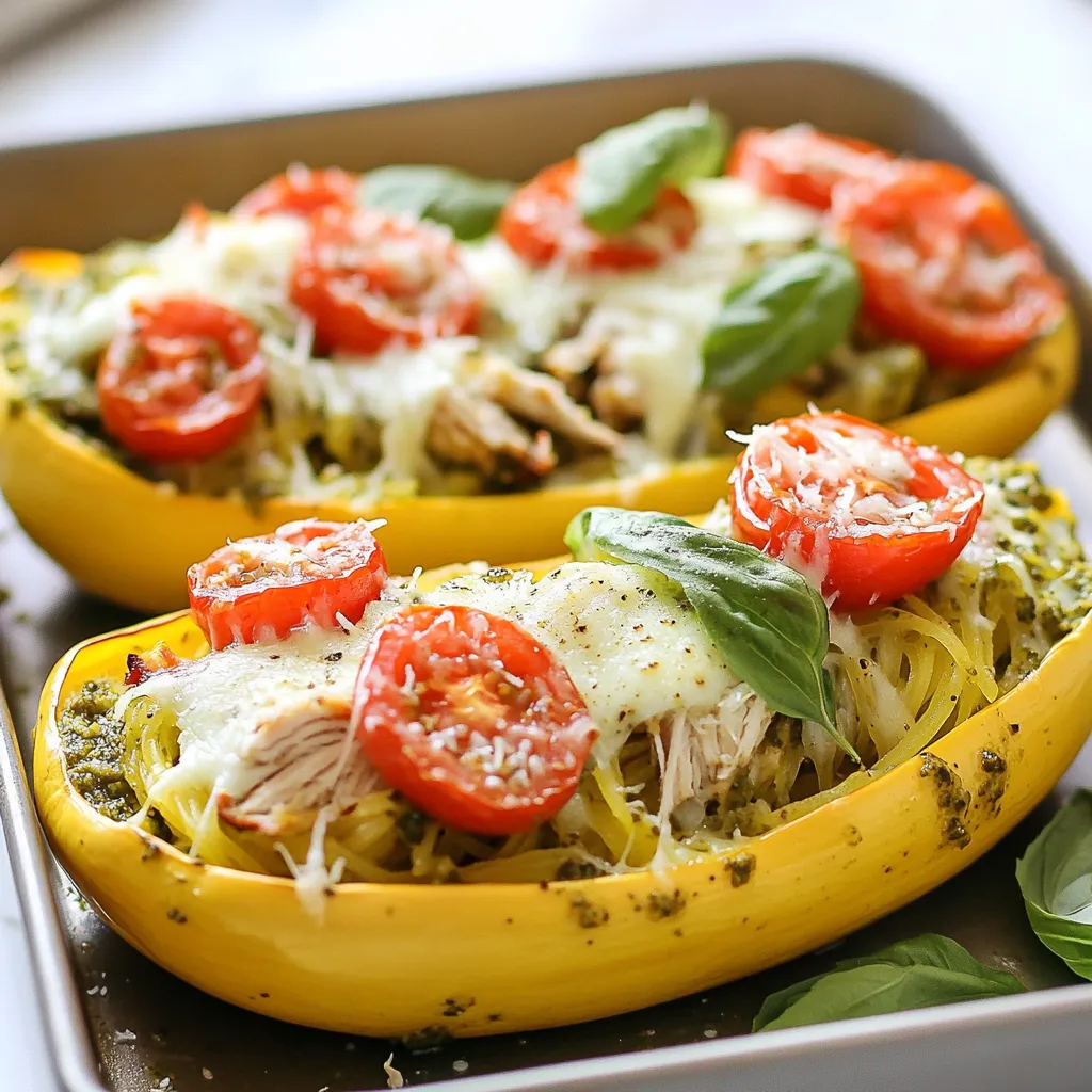 Pesto Chicken Stuffed Spaghetti Squash Delightful Dish