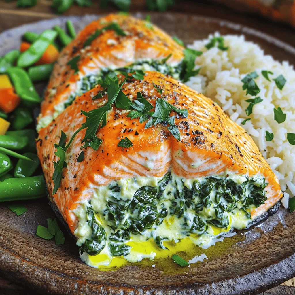 Creamy Garlic Spinach Stuffed Salmon Delightful Dish