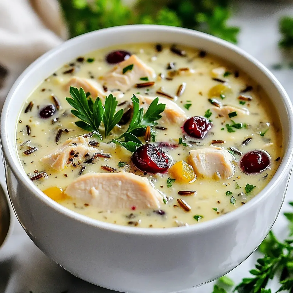 Instant Pot Chicken Cranberry Wild Rice Soup Recipe
