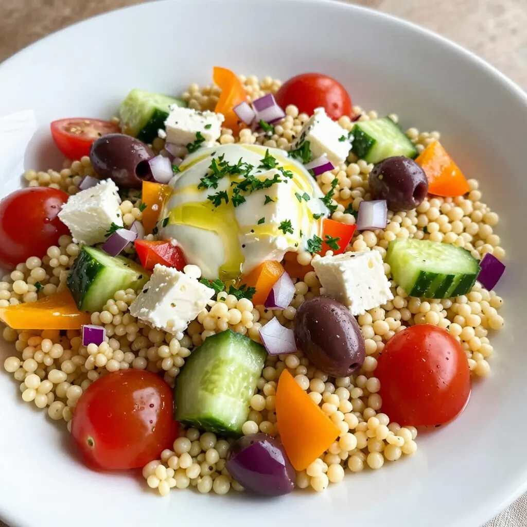Israeli Couscous Greek Salad Fresh and Flavorful Dish