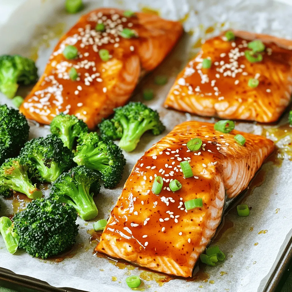 Sweet Chili Salmon Broccoli Sheet Pan Delight