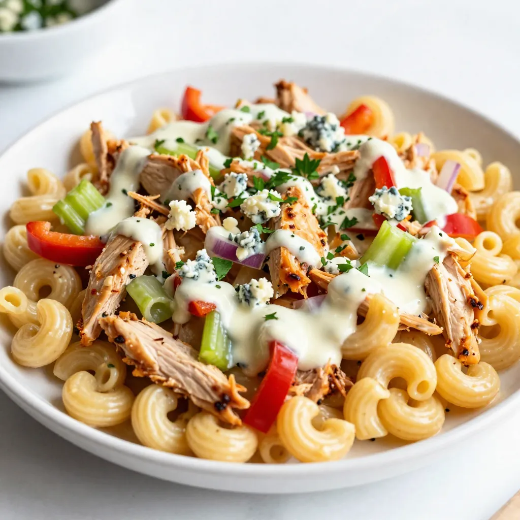 Spicy Buffalo Chicken Macaroni Salad Quick and Tasty