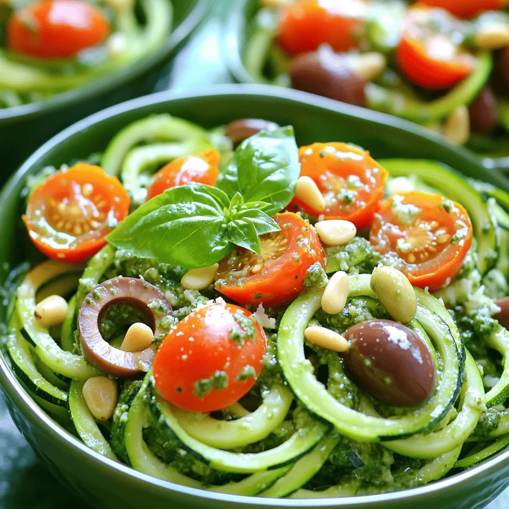 Basil Pesto Zucchini Noodle Salad Fresh and Tasty Dish