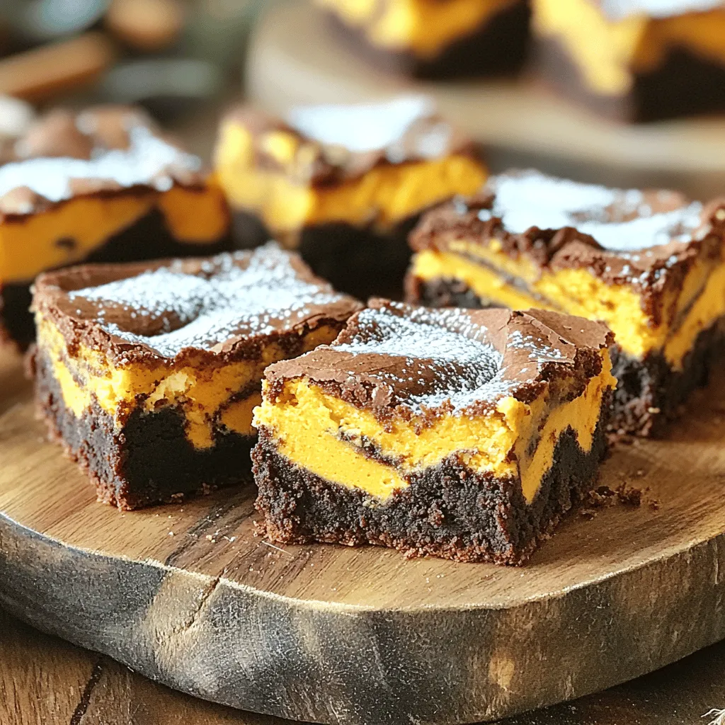 Pumpkin Cream Cheese Brownie Swirl Bars Delightful Treat