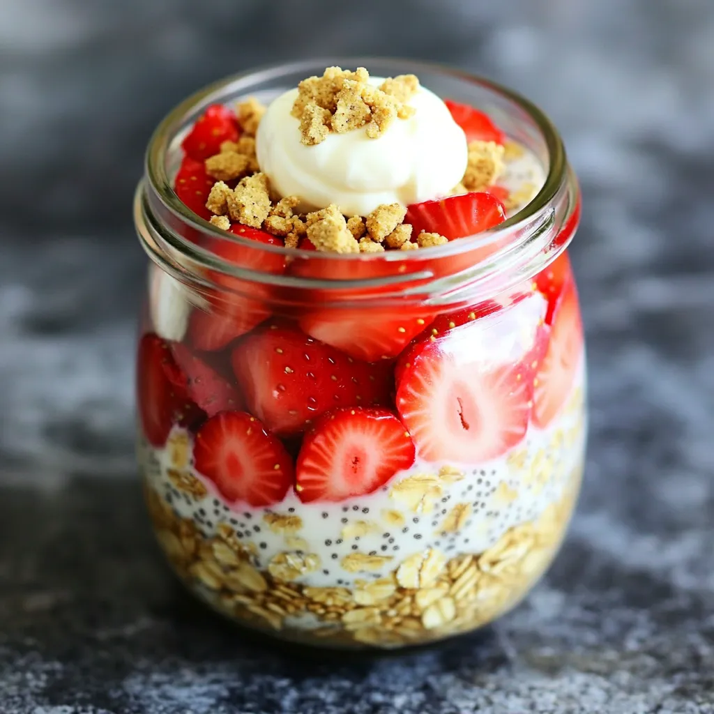 High-Protein Strawberry Cheesecake Overnight Oats Recipe
