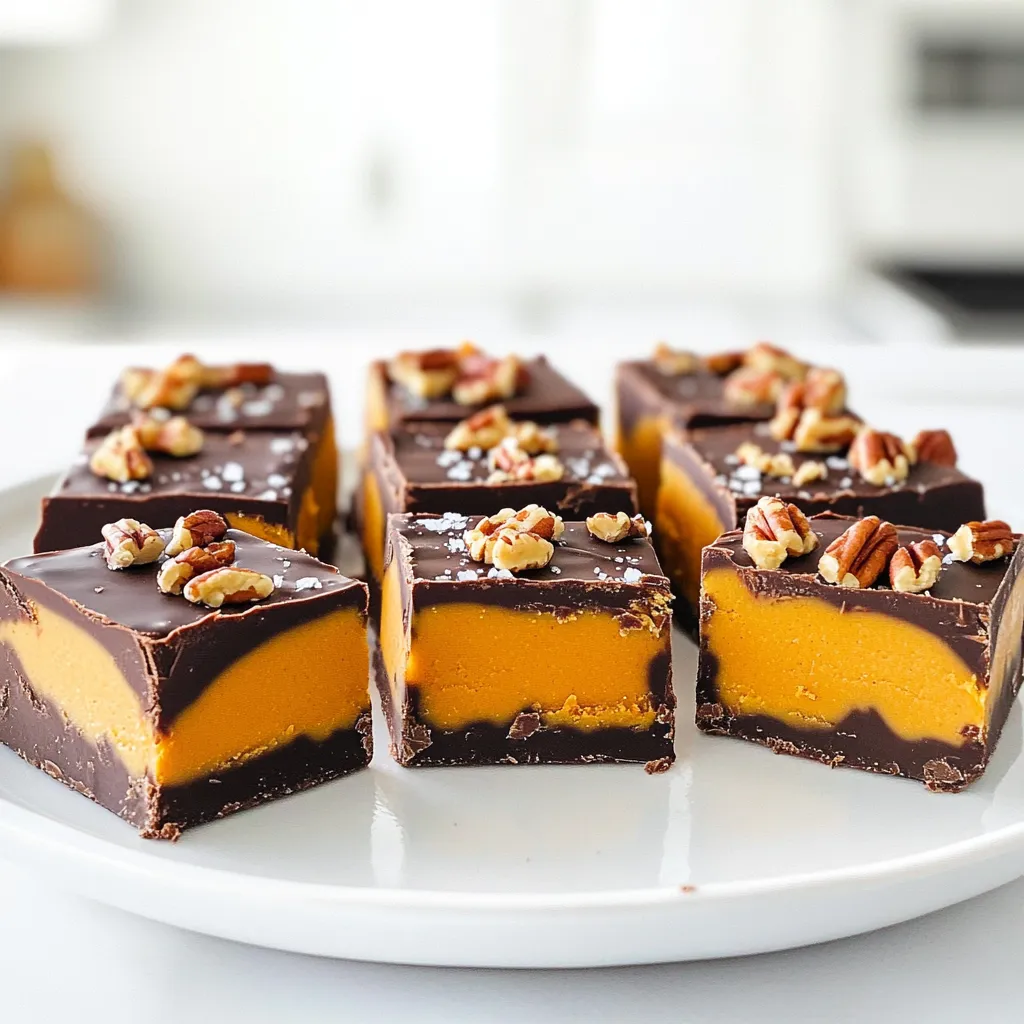 No-Bake Chocolate Peanut Butter Pumpkin Fudge Delight