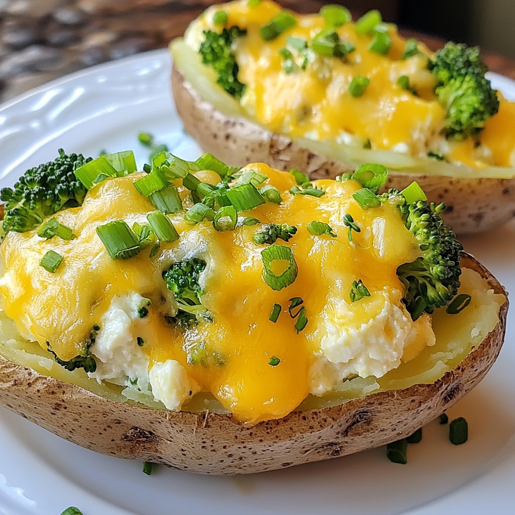Cheesy Broccoli Cheddar Twice Baked Potatoes Delight