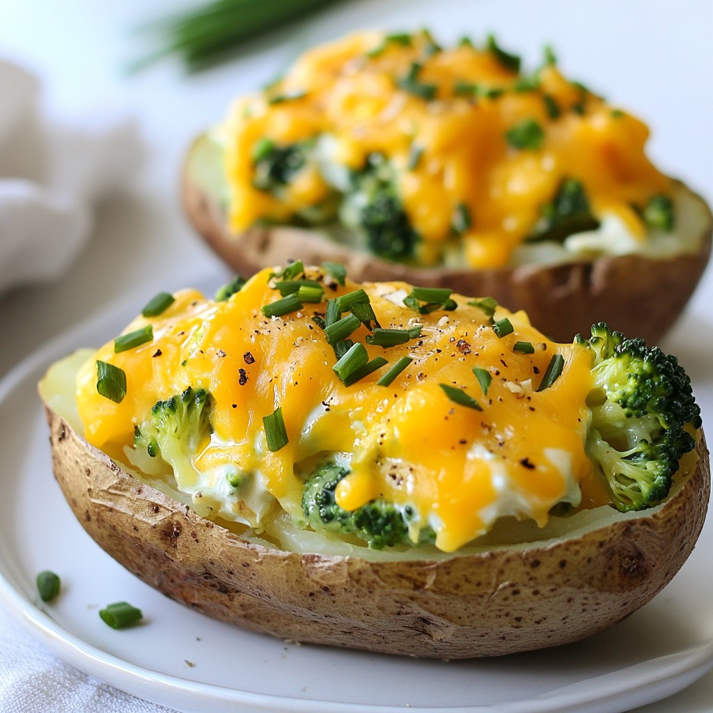 Cheesy Broccoli Cheddar Twice Baked Potatoes Recipe