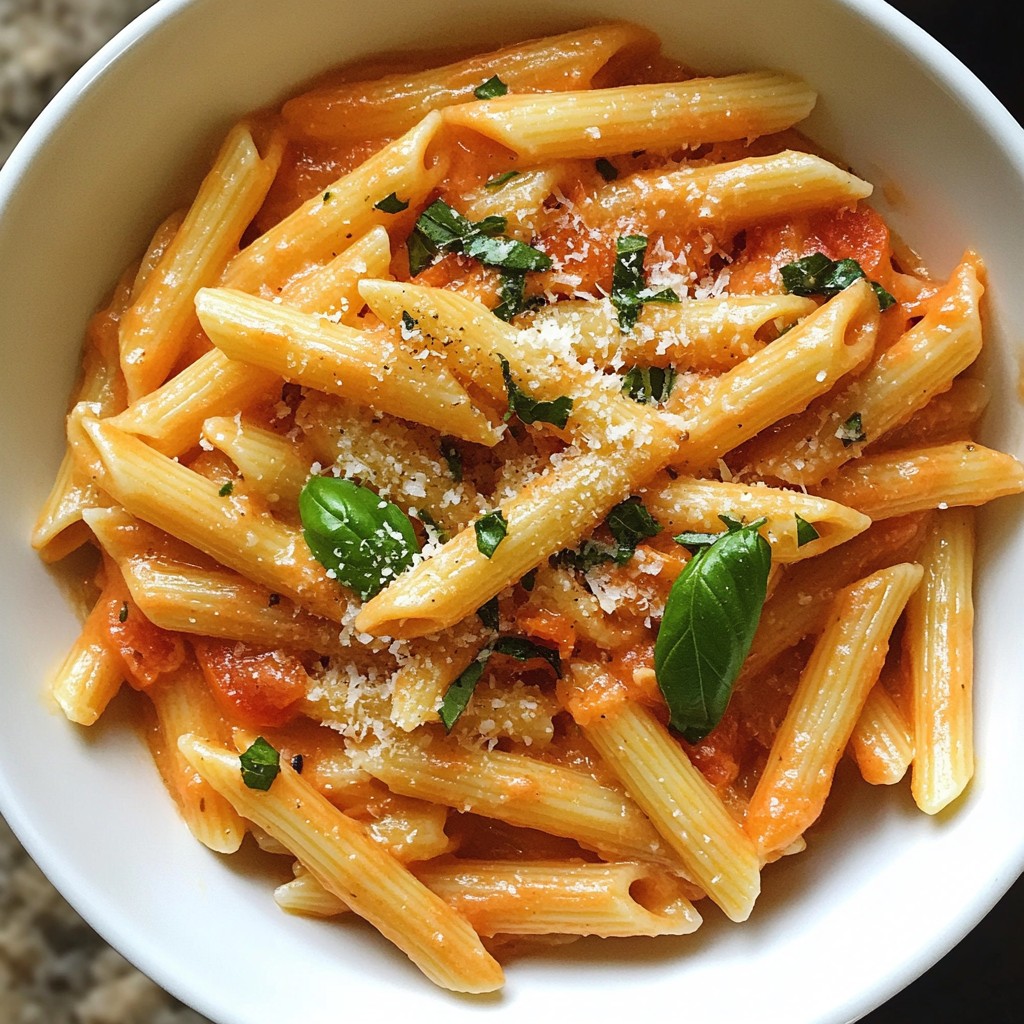 Frugal Creamy Tomato and Basil Penne Delight