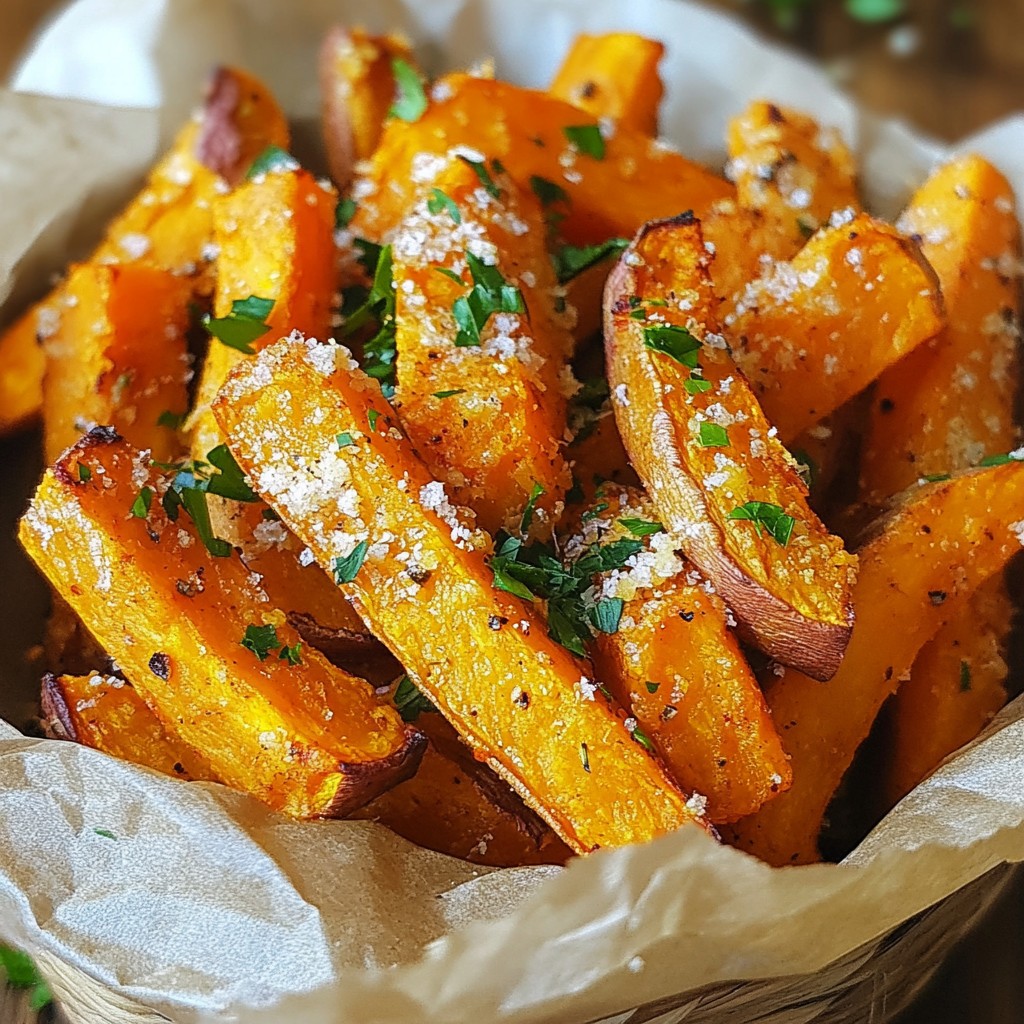 Garlic Parmesan Sweet Potato Fries Crispy and Delicious