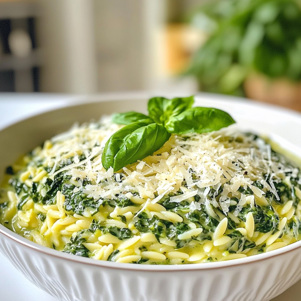 Creamy Spinach Parmesan Orzo Simple and Tasty Dish