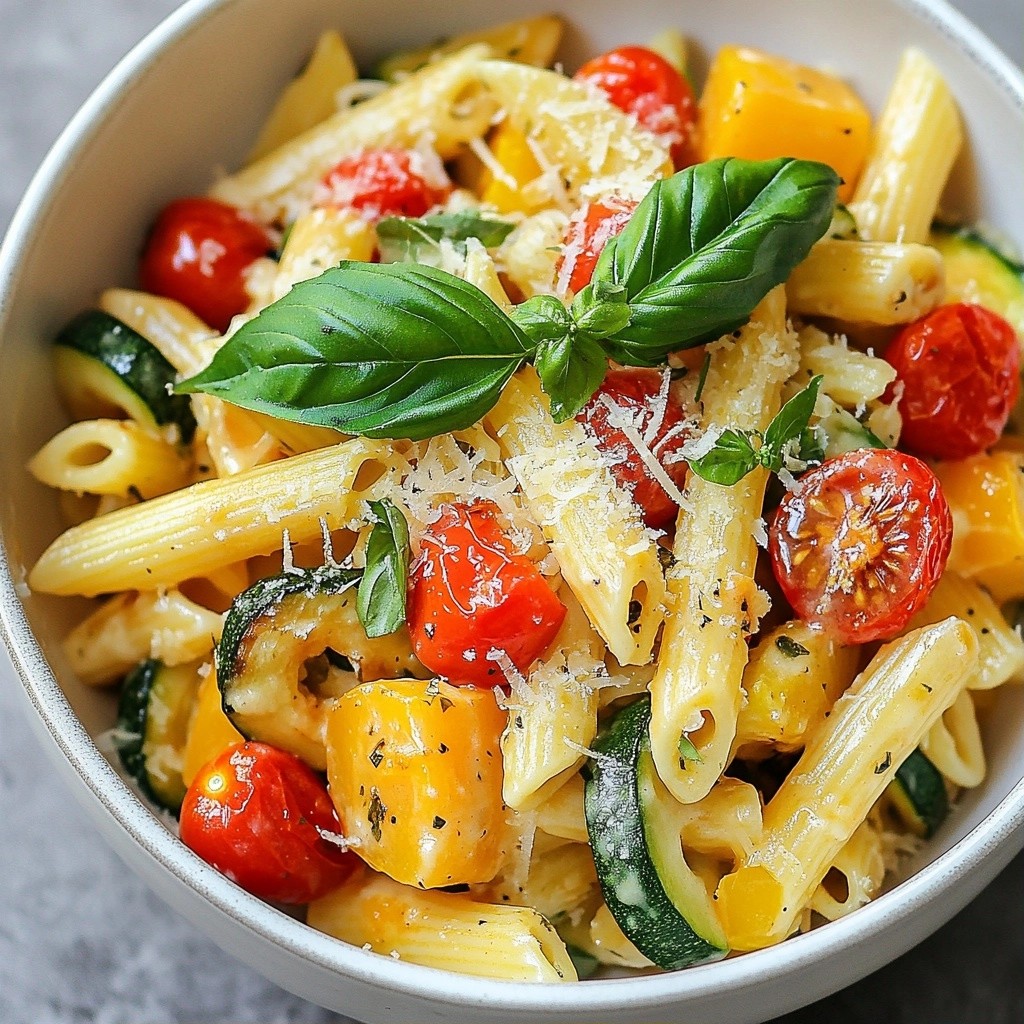 Affordable Creamy Roasted Veggie Pasta Delight