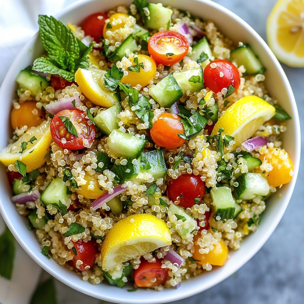 Frugal Lemon Herb Quinoa Salad with Cucumbers Delight