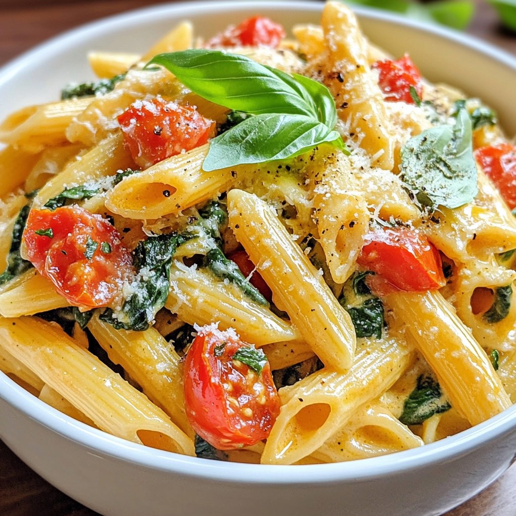 Creamy Tomato Spinach Pasta Quick and Tasty Meal