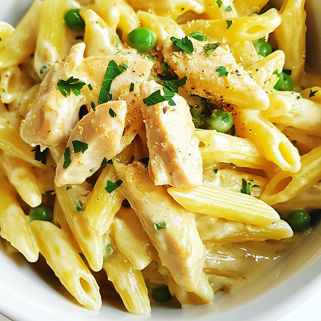 Economical Creamy Chicken and Pea Pasta Recipe