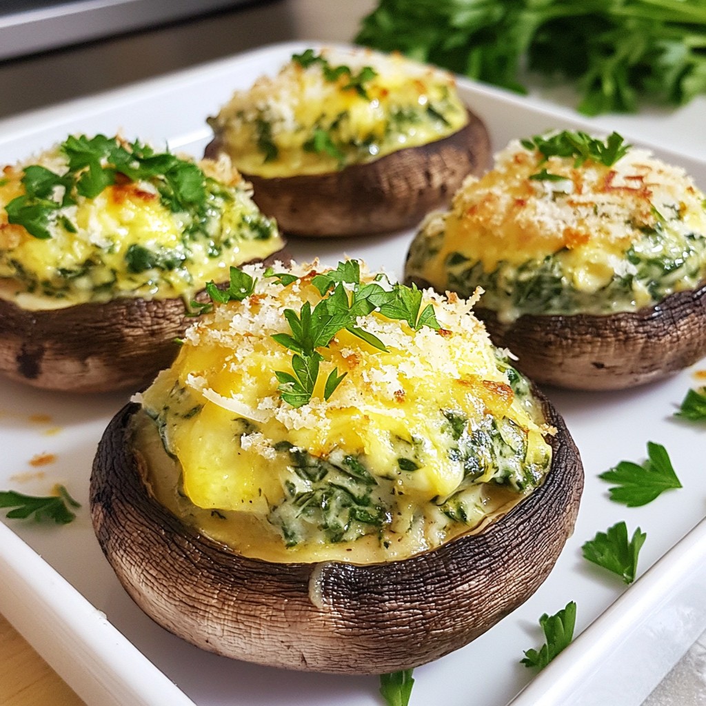 Creamy Garlic Spinach Stuffed Mushrooms Delight