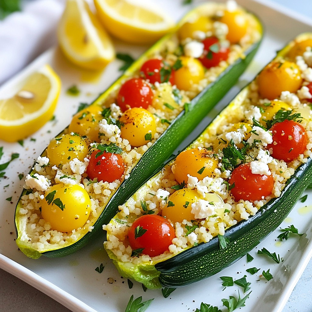 Lemon Herb Couscous Stuffed Zucchini Delight