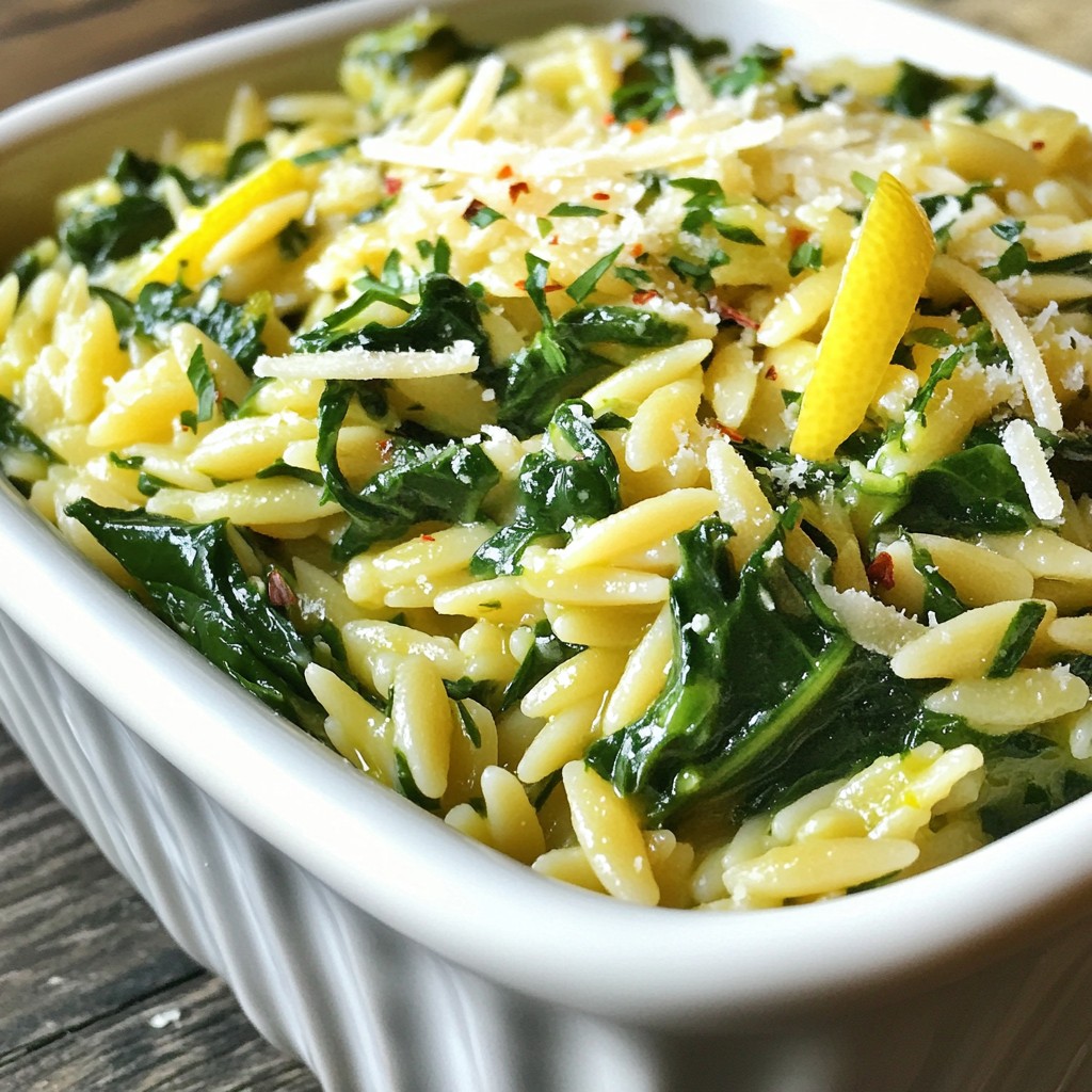 Lemon Garlic Spinach Orzo Fresh and Flavorful Dish