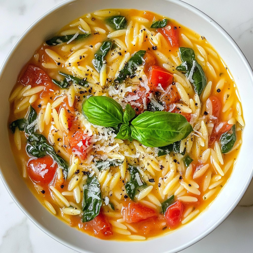 Creamy Tomato Spinach Orzo Easy and Flavorful Recipe