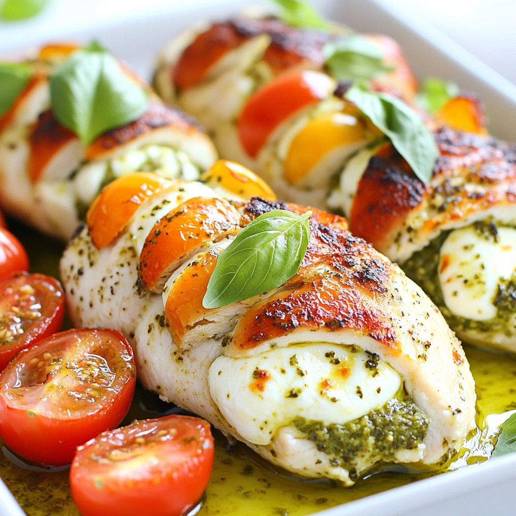 Pesto Mozzarella Stuffed Chicken Juicy and Delicious Dish