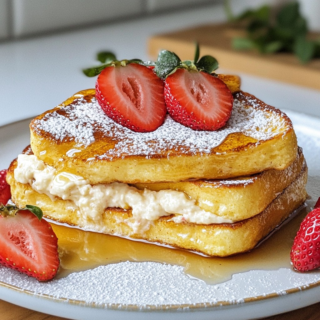 Strawberry Cheesecake Stuffed French Toast Delight